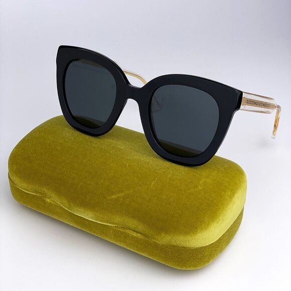 NEW Gucci Sunglasses GG0564SN 001 Cat Eye Crystal Gold Black Grey - Picture 2 of 13